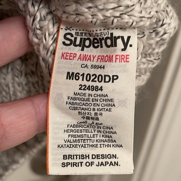 Super dry JPN wool blend women’s sz S heavy cable knit gray heather sweater - Picture 8 of 17